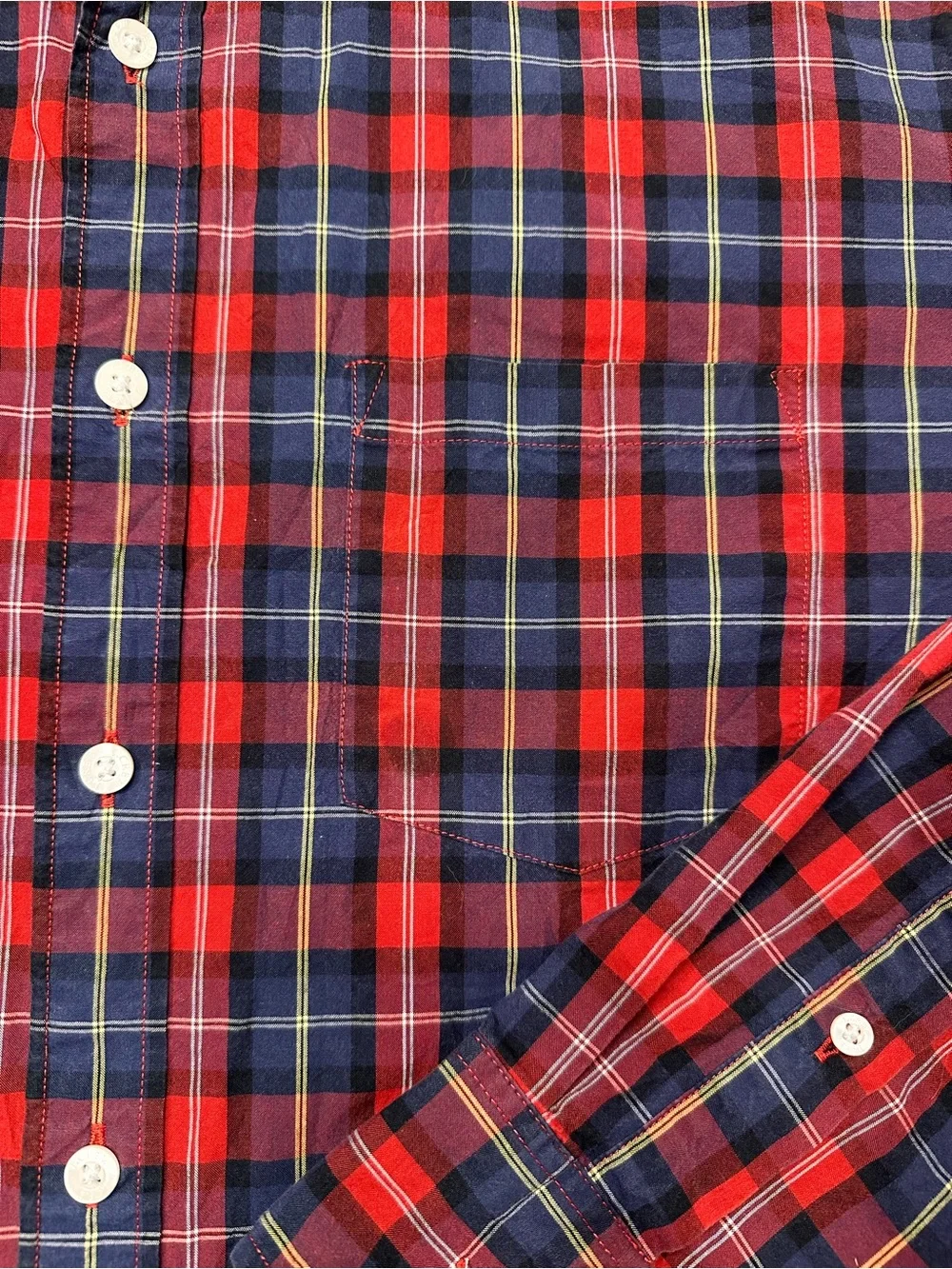 J. Crew Red and Navy Plaid Button-Down Shirt